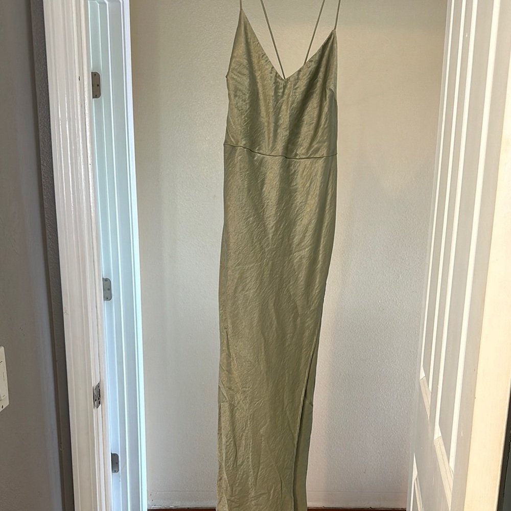 Elegant Olive Green Spaghetti Strap Dress